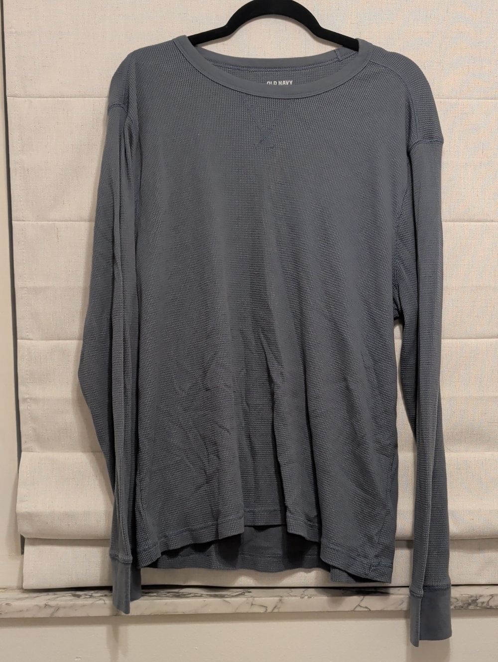 Old Navy Men’s Long-Sleeve Waffle Crew in Slate Blue